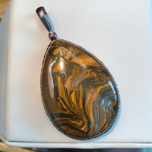 SAJEN Tiger Iron trimmed in 925 sterling pendant